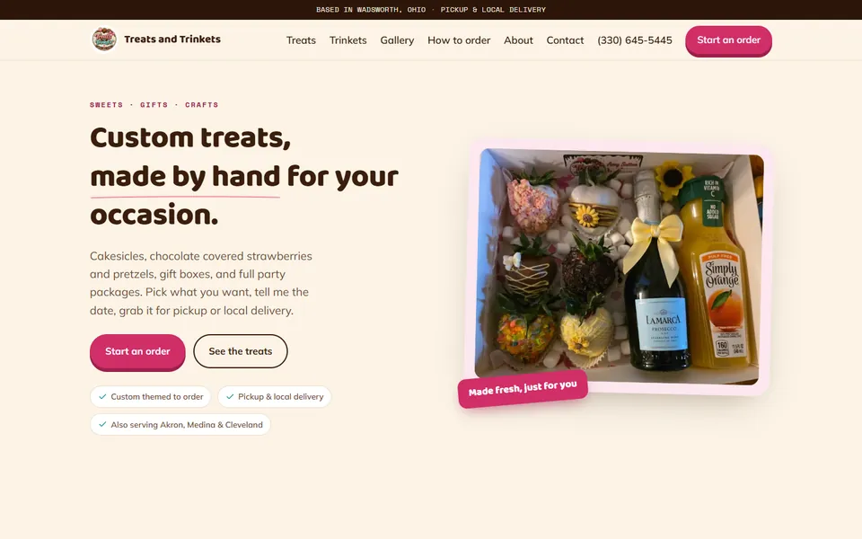 The home page of treatsandtrinkets.net