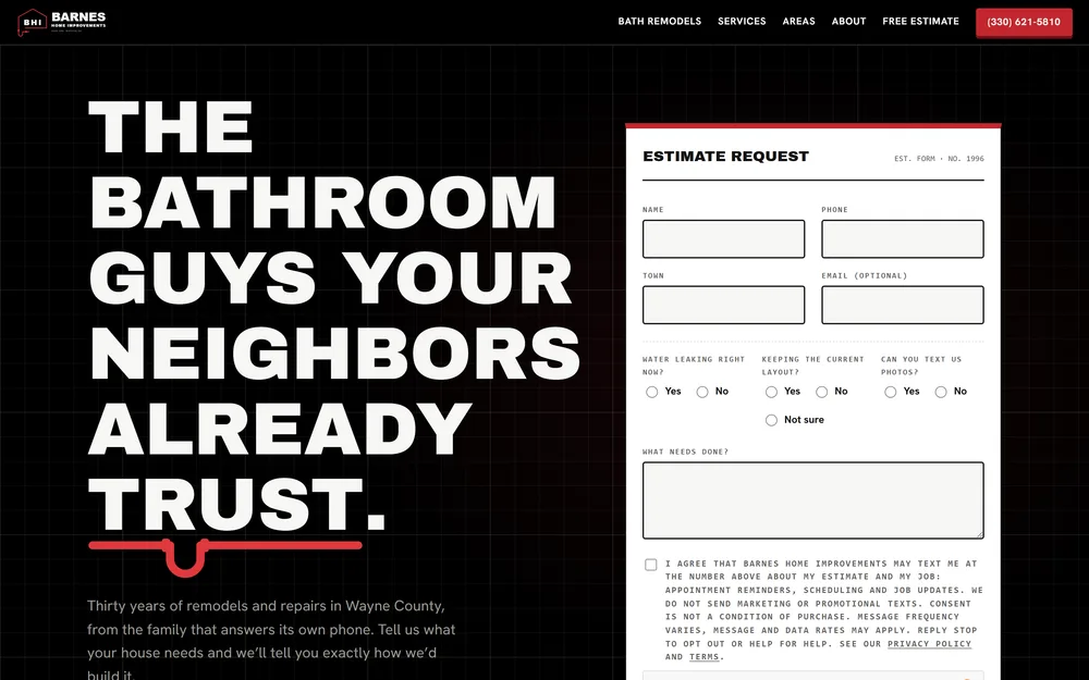 Barnes Home Improvements website screenshot