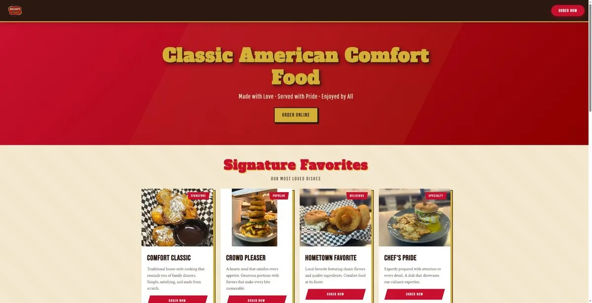 Bishop's Fine Food website screenshot