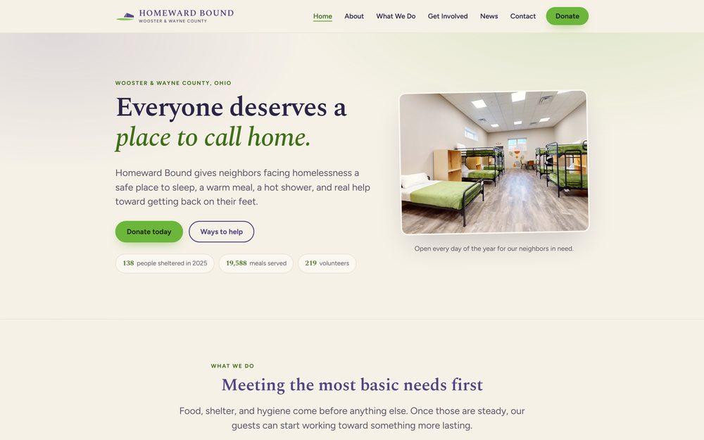 Homeward Bound website screenshot
