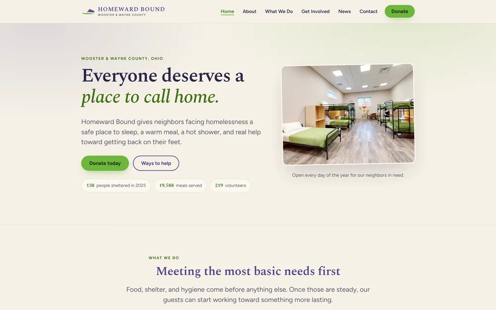 Homeward Bound website screenshot