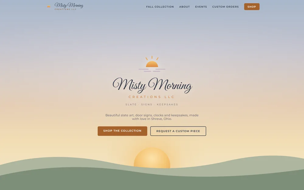 Misty Morning Creations website screenshot