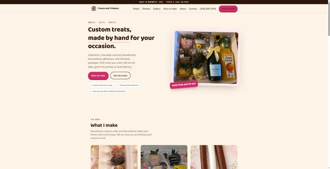 Treats & Trinkets website screenshot